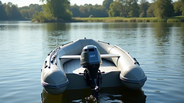 Schlauchboot mit motor und aluboden für angler